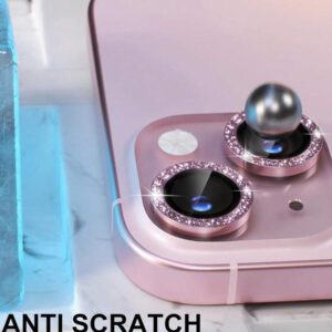 3 pièces Protecteur d'objectif d'appareil photo en métal noir pailleté pour iPhone 17 Pro Max / 17 Pro / 17 Air / 17 / 16 Pro Max / 16 Pro / 15 Pro Max / 15 Pro / 14 Pro / 13 Pro / 12 Pro / 11 Pro Max : Verre trempé anti-rayures 9H - Design compatible avec les coques et revêtement anti-traces de doigts pour une esthétique de luxe et une photographie de nuit (Kit sans bulles et clarté HD compatible avec le flash)