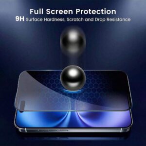 2 pièces Protecteur d'écran de confidentialité anti-espion HD clair pour iPhone 17 PRO MAX/17 PRO/17 AIR/17/16 Pro Max/16 Pro/16/15-11 Série : Bouclier de confidentialité gauche-droite et film anti-rayures 9H - Bords compatibles avec les coques de téléphone et kit sans bulles pour le bureau, les déplacements et la navigation publique (revêtement anti-traces de doigts et clarté compatible avec le flash)