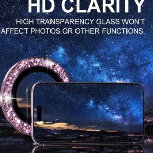 3 pièces Protecteur d'objectif d'appareil photo en métal noir pailleté pour iPhone 17 Pro Max / 17 Pro / 17 Air / 17 / 16 Pro Max / 16 Pro / 15 Pro Max / 15 Pro / 14 Pro / 13 Pro / 12 Pro / 11 Pro Max : Verre trempé anti-rayures 9H - Design compatible avec les coques et revêtement anti-traces de doigts pour une esthétique de luxe et une photographie de nuit (Kit sans bulles et clarté HD compatible avec le flash)
