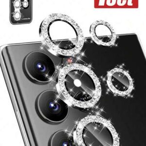 1 pièce Protecteur d'écran à lentille argentée scintillante avec plaque de positionnement auxiliaire, facile à appliquer, anti-rayures, compatible avec Samsung Galaxy S22/S23/S24 Ultra, S23 FE, S24 FE, A16, S25 Ultra, S25, S23 FE Étanche antichoc anti-chute anti-empreintes digitales Pleine couverture
