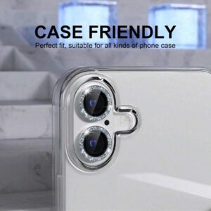 3 pièces Protecteur d'objectif d'appareil photo en métal noir pailleté pour iPhone 17 Pro Max / 17 Pro / 17 Air / 17 / 16 Pro Max / 16 Pro / 15 Pro Max / 15 Pro / 14 Pro / 13 Pro / 12 Pro / 11 Pro Max : Verre trempé anti-rayures 9H - Design compatible avec les coques et revêtement anti-traces de doigts pour une esthétique de luxe et une photographie de nuit (Kit sans bulles et clarté HD compatible avec le flash)