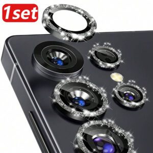 1 pièce Protecteur d'écran à lentille argentée scintillante avec plaque de positionnement auxiliaire, facile à appliquer, anti-rayures, compatible avec Samsung Galaxy S22/S23/S24 Ultra, S23 FE, S24 FE, A16, S25 Ultra, S25, S23 FE Étanche antichoc anti-chute anti-empreintes digitales Pleine couverture
