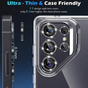 1 pièce Protecteur d'écran à lentille argentée scintillante avec plaque de positionnement auxiliaire, facile à appliquer, anti-rayures, compatible avec Samsung Galaxy S22/S23/S24 Ultra, S23 FE, S24 FE, A16, S25 Ultra, S25, S23 FE Étanche antichoc anti-chute anti-empreintes digitales Pleine couverture