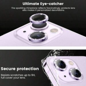 3 pièces Protecteur d'objectif d'appareil photo en métal noir pailleté pour iPhone 17 Pro Max / 17 Pro / 17 Air / 17 / 16 Pro Max / 16 Pro / 15 Pro Max / 15 Pro / 14 Pro / 13 Pro / 12 Pro / 11 Pro Max : Verre trempé anti-rayures 9H - Design compatible avec les coques et revêtement anti-traces de doigts pour une esthétique de luxe et une photographie de nuit (Kit sans bulles et clarté HD compatible avec le flash)