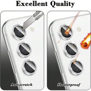 1 paquet compatible avec Samsung Galaxy, film protecteur de lentille en verre trempé avec strass (rose), conception à couverture intégrale, adhésif avancé, ultra-clair, anti-rayures, conception d'anneau métallique, surface mate, compatible avec Samsung Galaxy A05S/Galaxy A14 5G/Galaxy A15 et la plupart des séries. Applicable pour bouclier quotidien, bureau, couverture de caméra de téléphone domestique, étanche, antichoc, anti-chute, anti-empreintes digitales