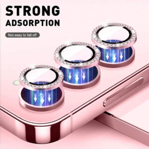 1 paquet compatible avec Samsung Galaxy, film protecteur de lentille en verre trempé avec strass (rose), conception à couverture intégrale, adhésif avancé, ultra-clair, anti-rayures, conception d'anneau métallique, surface mate, compatible avec Samsung Galaxy A05S/Galaxy A14 5G/Galaxy A15 et la plupart des séries. Applicable pour bouclier quotidien, bureau, couverture de caméra de téléphone domestique, étanche, antichoc, anti-chute, anti-empreintes digitales
