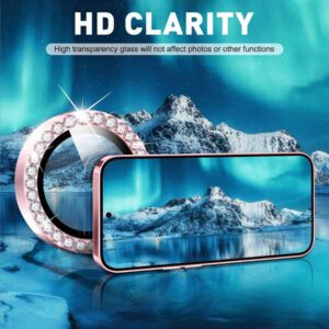 1 paquet compatible avec Samsung Galaxy, film protecteur de lentille en verre trempé avec strass (rose), conception à couverture intégrale, adhésif avancé, ultra-clair, anti-rayures, conception d'anneau métallique, surface mate, compatible avec Samsung Galaxy A05S/Galaxy A14 5G/Galaxy A15 et la plupart des séries. Applicable pour bouclier quotidien, bureau, couverture de caméra de téléphone domestique, étanche, antichoc, anti-chute, anti-empreintes digitales