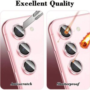 1 paquet compatible avec Samsung Galaxy, film protecteur de lentille en verre trempé avec strass (rose), conception à couverture intégrale, adhésif avancé, ultra-clair, anti-rayures, conception d'anneau métallique, surface mate, compatible avec Samsung Galaxy A05S/Galaxy A14 5G/Galaxy A15 et la plupart des séries. Applicable pour bouclier quotidien, bureau, couverture de caméra de téléphone domestique, étanche, antichoc, anti-chute, anti-empreintes digitales