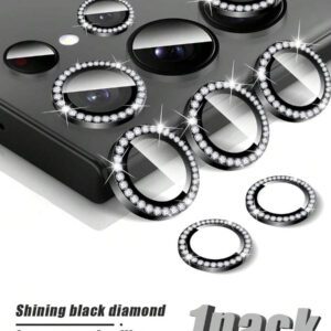1 paquet compatible avec Samsung Galaxy, film protecteur de lentille en verre trempé avec strass (rose), conception à couverture intégrale, adhésif avancé, ultra-clair, anti-rayures, conception d'anneau métallique, surface mate, compatible avec Samsung Galaxy A05S/Galaxy A14 5G/Galaxy A15 et la plupart des séries. Applicable pour bouclier quotidien, bureau, couverture de caméra de téléphone domestique, étanche, antichoc, anti-chute, anti-empreintes digitales