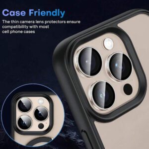 3 pièces Film de protection d'objectif de caméra compatible avec 17/17 Pro/ 17 Pro Max/Pro/Promax, protecteur d'écran en verre trempé 9H avec anneau métallique décoratif (Orange pailleté). Applicable pour une utilisation quotidienne, au bureau, à la maison. Protecteur d'objectif de téléphone étincelant en cristal, résistant à l'eau, aux chocs et aux rayures
