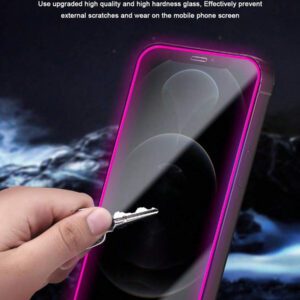 2 pièces Protecteur d'écran en verre trempé à coussin d'air violet, fluorescent dans le noir, anti-espionnage, anti-transpiration, incassable, anti-vol, compatible avec iPhone11/12/13/14/15/16/16Plus/16Pro/16Promax/16e/17/17 Air/17 Pro/17 Pro Max
