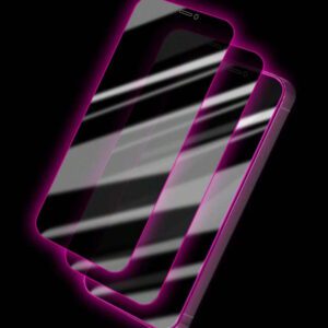2 pièces Protecteur d'écran en verre trempé à coussin d'air violet, fluorescent dans le noir, anti-espionnage, anti-transpiration, incassable, anti-vol, compatible avec iPhone11/12/13/14/15/16/16Plus/16Pro/16Promax/16e/17/17 Air/17 Pro/17 Pro Max