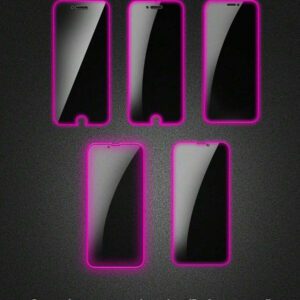 2 pièces Protecteur d'écran en verre trempé à coussin d'air violet, fluorescent dans le noir, anti-espionnage, anti-transpiration, incassable, anti-vol, compatible avec iPhone11/12/13/14/15/16/16Plus/16Pro/16Promax/16e/17/17 Air/17 Pro/17 Pro Max