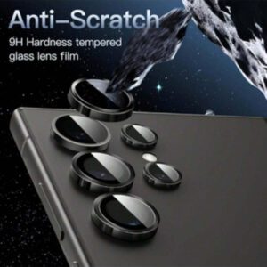 1 set de protecteur d'objectif de caméra compatible avec Samsung Galaxy S25 S24 S23 S22 Ultra S25 S24 Plus S23+ S24 FE S23 FE, verre trempé ultra HD 9H, anneau métallique individuel, installation facile, anti-rayures, compatible avec les coques. Cadeau pour l'anniversaire, la famille, les amis. Alliage métallique avec verre trempé pleine couverture, protecteur d'objectif, accessoires de téléphone étanches antichocs anti-chute anti-traces de doigts
