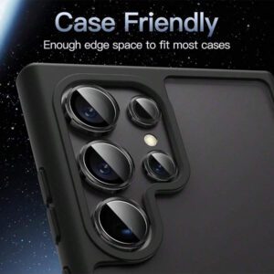 1 set de protecteur d'objectif de caméra compatible avec Samsung Galaxy S25 S24 S23 S22 Ultra S25 S24 Plus S23+ S24 FE S23 FE, verre trempé ultra HD 9H, anneau métallique individuel, installation facile, anti-rayures, compatible avec les coques. Cadeau pour l'anniversaire, la famille, les amis. Alliage métallique avec verre trempé pleine couverture, protecteur d'objectif, accessoires de téléphone étanches antichocs anti-chute anti-traces de doigts