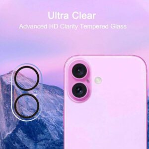 3 pièces Film de protection d'objectif de caméra compatible avec 17/17 Pro/ 17 Pro Max/Pro/Promax, protecteur d'écran en verre trempé 9H avec anneau métallique décoratif (Orange pailleté). Applicable pour une utilisation quotidienne, au bureau, à la maison. Protecteur d'objectif de téléphone étincelant en cristal, résistant à l'eau, aux chocs et aux rayures