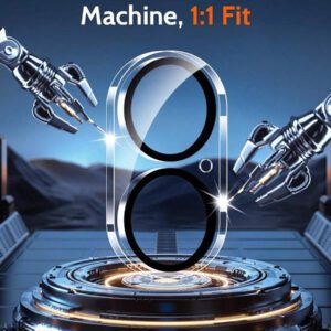 3 pièces Film de protection d'objectif de caméra compatible avec 17/17 Pro/ 17 Pro Max/Pro/Promax, protecteur d'écran en verre trempé 9H avec anneau métallique décoratif (Orange pailleté). Applicable pour une utilisation quotidienne, au bureau, à la maison. Protecteur d'objectif de téléphone étincelant en cristal, résistant à l'eau, aux chocs et aux rayures