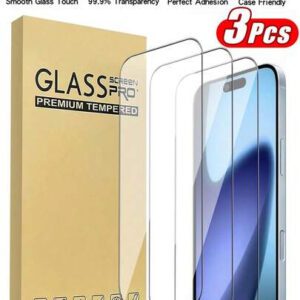 3 paquets compatibles avec 17 Air 17 17 Pro 17 Pro Max 16 15 14 13 12 11, gamme complète de protecteurs d'écran, film de verre trempé de dureté 9H, haute définition clair, résistant aux rayures, sans bulles, convient pour les étuis de téléphone portable, essentiels de protection d'écran, applicable au bouclier quotidien, au bureau, au protecteur d'écran de téléphone domestique, accessoires de téléphone étanches, antichocs, anti-chute, résistant aux rayures