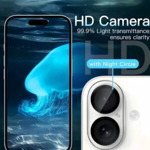 3 pièces Film protecteur en verre pleine couverture compatible avec 17 14 15 13 16 Pro Max Plus 17 Air. Accessoires de protection de l'objectif arrière en verre. Applicable pour une utilisation quotidienne, au bureau et à la maison. Protecteur d'objectif de caméra de téléphone étanche, antichoc, anti-chute et résistant aux rayures