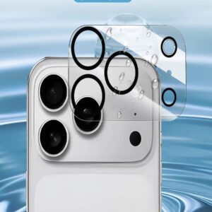 3 pièces Film protecteur en verre pleine couverture compatible avec 17 14 15 13 16 Pro Max Plus 17 Air. Accessoires de protection de l'objectif arrière en verre. Applicable pour une utilisation quotidienne, au bureau et à la maison. Protecteur d'objectif de caméra de téléphone étanche, antichoc, anti-chute et résistant aux rayures