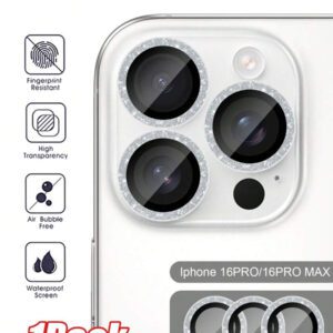 1 pack Film à lentille strass, Couvercle de lentille, Anneau de protection de lentille compatible avec la série 11/12/13/14/15/16/16 Plus/16 Pro/16 Pro Max/17/17 Air/17 Pro/17 Pro Max