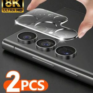 2 paquets de protecteurs d'objectif de caméra compatibles avec Galaxy - Verre trempé 9H, protection anti-rayures, conception compatible avec les coques - Protecteur d'écran transparent. Cadeau pour l'anniversaire, la famille, les amis. Protecteur d'objectif, accessoires de téléphone étanches, antichocs, anti-chute, anti-traces de doigts, protection intégrale