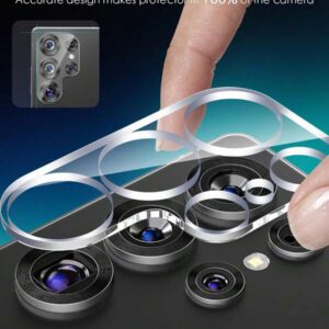 2 paquets de protecteurs d'objectif de caméra compatibles avec Galaxy - Verre trempé 9H, protection anti-rayures, conception compatible avec les coques - Protecteur d'écran transparent. Cadeau pour l'anniversaire, la famille, les amis. Protecteur d'objectif, accessoires de téléphone étanches, antichocs, anti-chute, anti-traces de doigts, protection intégrale