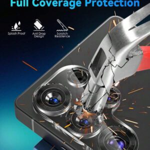 2 paquets de protecteurs d'objectif de caméra compatibles avec Galaxy - Verre trempé 9H, protection anti-rayures, conception compatible avec les coques - Protecteur d'écran transparent. Cadeau pour l'anniversaire, la famille, les amis. Protecteur d'objectif, accessoires de téléphone étanches, antichocs, anti-chute, anti-traces de doigts, protection intégrale