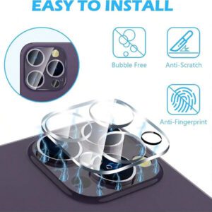 4 pièces de protecteurs d'objectif d'appareil photo full cover pour LPhone 16 12 13 ProMax. Protecteurs d'écran pour LPhone 11 14 Pro Max Glass 15 Pro Max15 Plus. Cadeau pour l'anniversaire, la famille, les amis. Protecteur d'objectif, accessoires de téléphone. Étanche, antichoc, anti-chute, anti-rayures, anti-traces de doigts