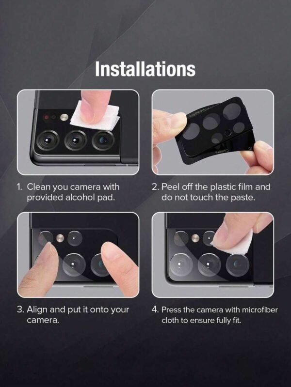3 pièces Protecteur d'objectif de caméra compatible avec Samsung Galaxy A13/A14/A15/A16/A23/A24/A25/A26/A34/A36/A35/A54/A55 5G/A56/S23 FE/S22/S23/S24 FE/S25 Plus Ultra. Cadeau pour l'anniversaire, la famille, les amis. Protecteur d'objectif, accessoires de téléphone. Étanche, antichoc, anti-chute, anti-rayures, anti-traces de doigts, protection intégrale – Image 6