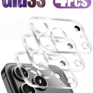 Lot de 4 films de protection transparents en verre trempé pour objectif d'appareil photo, compatibles avec iPhone 17 et 16 Pro Max, série complète, dureté 9H, antidéflagrants et résistants aux rayures