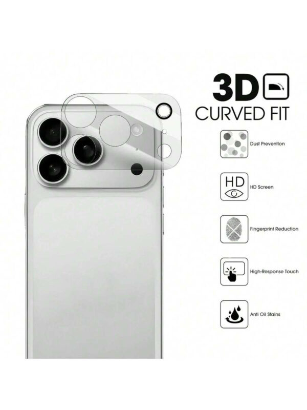 Lot de 4 films de protection transparents en verre trempé pour objectif d'appareil photo, compatibles avec iPhone 17 et 16 Pro Max, série complète, dureté 9H, antidéflagrants et résistants aux rayures – Image 3