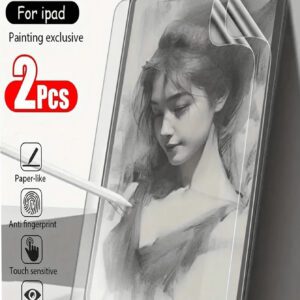 2 pièces Protecteur d'écran en papier mat compatible avec iPad, anti-rayures, ultra-clair, compatible avec Apple Pencil, anti-reflet, tactile sensible, pour le bureau/le dessin, écriture comme sur papier. Cadeau pour l'anniversaire, la famille, les amis. Protecteur d'écran pour tablette, accessoires de tablette, étanche, antichoc, anti-chute, anti-empreintes digitales, protection intégrale