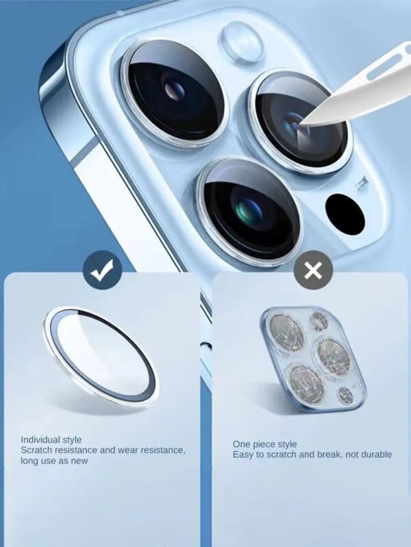 3 pièces Protecteur d'objectif de téléphone compatible avec 15/15Pro/15Plus/15Promax. Cadeau pour l'anniversaire, la famille, les amis. Protecteur d'objectif, accessoires de téléphone. Étanche, antichoc, anti-chute, anti-rayures, anti-traces de doigts, protection intégrale – Image 6