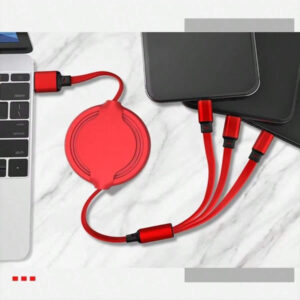 Câble de charge rétractable 3-en-1 de couleur macaron compatible avec Huawei/Android/Téléphones, câble de charge multi-têtes en gros, Type-C, câble de données de charge rapide, câble de charge super rapide 66W