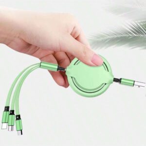 Câble de charge rétractable 3-en-1 de couleur macaron compatible avec Huawei/Android/Téléphones, câble de charge multi-têtes en gros, Type-C, câble de données de charge rapide, câble de charge super rapide 66W
