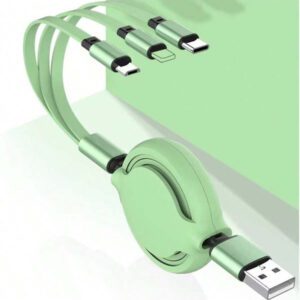 Câble de charge rétractable 3-en-1 de couleur macaron compatible avec Huawei/Android/Téléphones, câble de charge multi-têtes en gros, Type-C, câble de données de charge rapide, câble de charge super rapide 66W