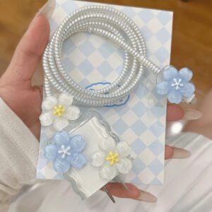 Étui de protection de chargeur minimaliste à motif floral, convient pour les séries Apple 14/13, adaptateur de charge rapide, protecteur de chargeur 20W, cadeau idéal
