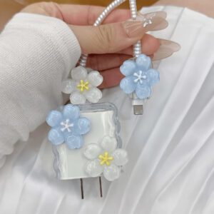 Étui de protection de chargeur minimaliste à motif floral, convient pour les séries Apple 14/13, adaptateur de charge rapide, protecteur de chargeur 20W, cadeau idéal