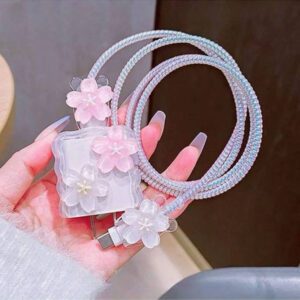 Étui de protection de chargeur minimaliste à motif floral, convient pour les séries Apple 14/13, adaptateur de charge rapide, protecteur de chargeur 20W, cadeau idéal