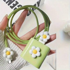 Étui de protection de chargeur minimaliste à motif floral, convient pour les séries Apple 14/13, adaptateur de charge rapide, protecteur de chargeur 20W, cadeau idéal
