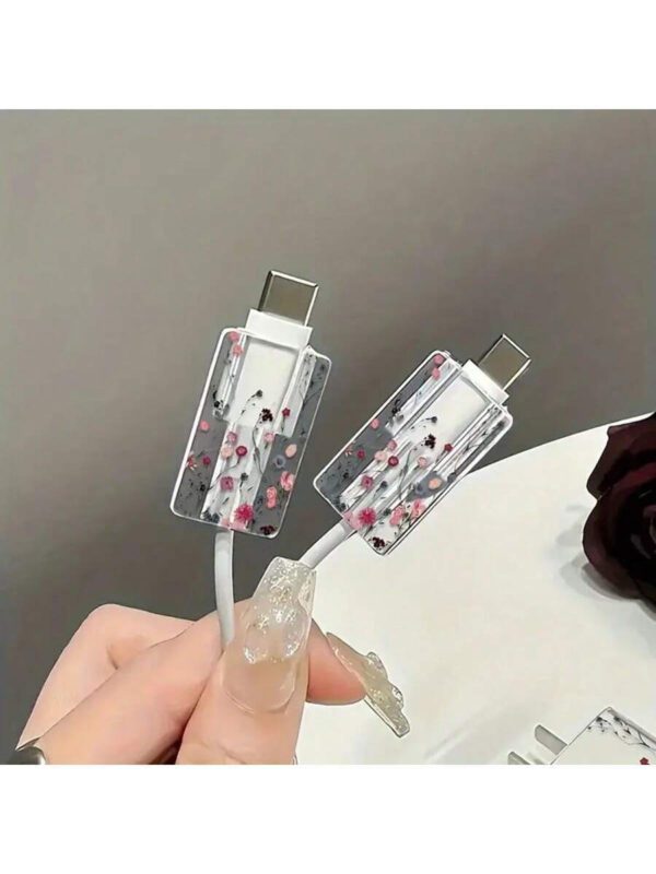 Étui de protection de chargeur à motif marguerite coloré, protecteur de câble de charge transparent anti-pliage, compatible avec 15/14 Pro Max/13/12, compatible avec iPad 18/20W – Image 8
