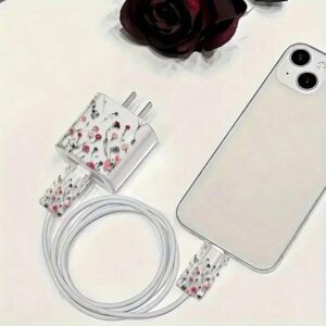 Étui de protection de chargeur à motif marguerite coloré, protecteur de câble de charge transparent anti-pliage, compatible avec 15/14 Pro Max/13/12, compatible avec iPad 18/20W