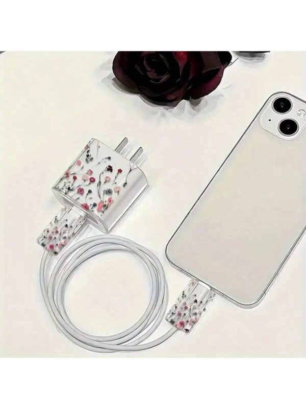 Étui de protection de chargeur à motif marguerite coloré, protecteur de câble de charge transparent anti-pliage, compatible avec 15/14 Pro Max/13/12, compatible avec iPad 18/20W – Image 10