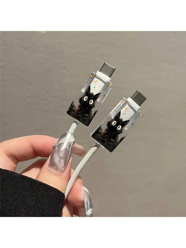 3 pièces Ensemble de boîtiers de protection de chargeur TPU mignons Panda/Chat/Dessin animé, convient pour iPhone 13/14/15/16, 18W/20W - Comprend un couvercle de chargeur mural avec design en forme de cœur de panda, protecteur de câble - Cadeau idéal – Image 10