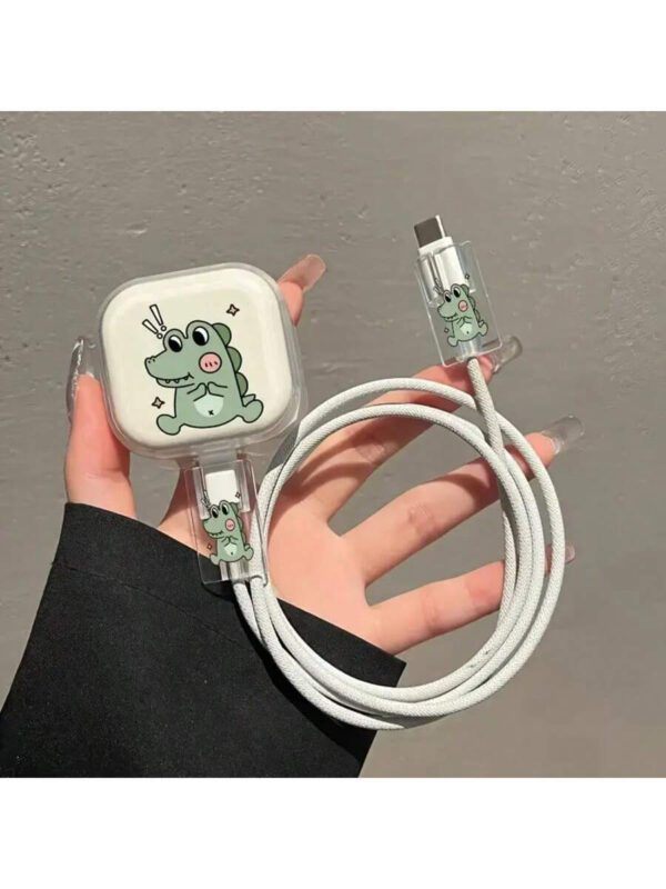 3 pièces Ensemble de boîtiers de protection de chargeur TPU mignons Panda/Chat/Dessin animé, convient pour iPhone 13/14/15/16, 18W/20W - Comprend un couvercle de chargeur mural avec design en forme de cœur de panda, protecteur de câble - Cadeau idéal – Image 15