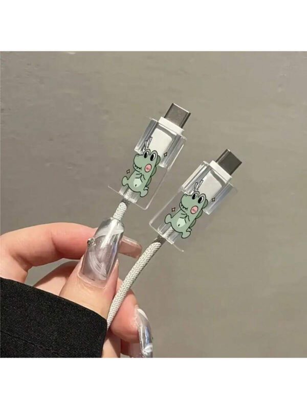 3 pièces Ensemble de boîtiers de protection de chargeur TPU mignons Panda/Chat/Dessin animé, convient pour iPhone 13/14/15/16, 18W/20W - Comprend un couvercle de chargeur mural avec design en forme de cœur de panda, protecteur de câble - Cadeau idéal – Image 17