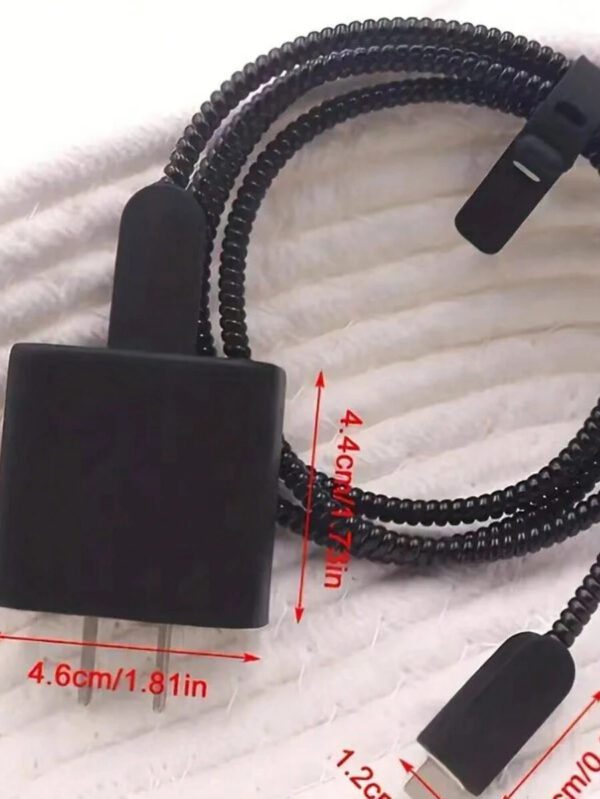 5 pièces Étui de protection simple noir pour adaptateur de charge, protecteur de câble de données, organisateur de câble de charge pour iPhone 14 Pro Max, iPhone 13/12/11, protecteur de cordon de chargeur rapide 18/20W, cadeau pour lui/elle – Image 5