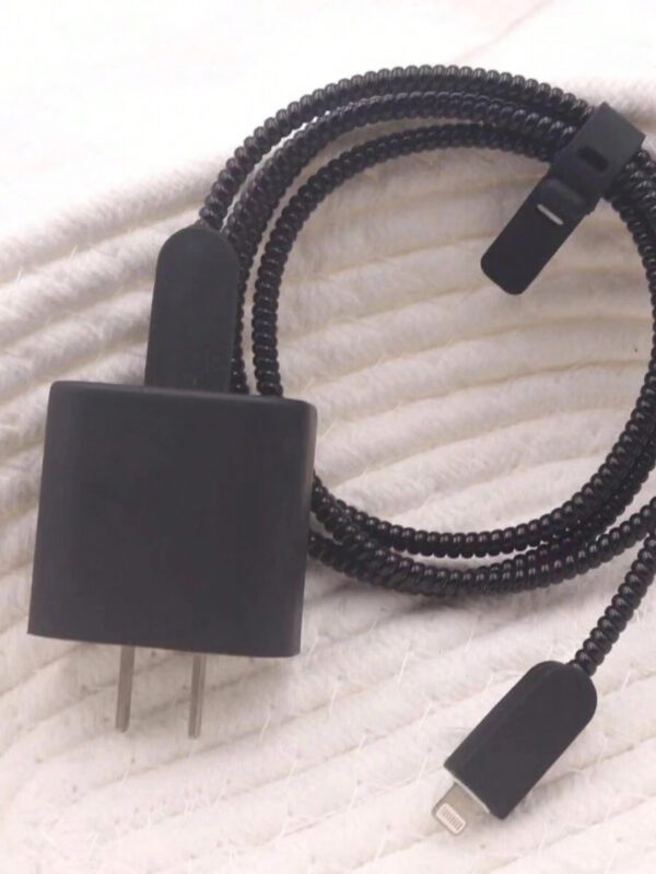 5 pièces Étui de protection simple noir pour adaptateur de charge, protecteur de câble de données, organisateur de câble de charge pour iPhone 14 Pro Max, iPhone 13/12/11, protecteur de cordon de chargeur rapide 18/20W, cadeau pour lui/elle – Image 6