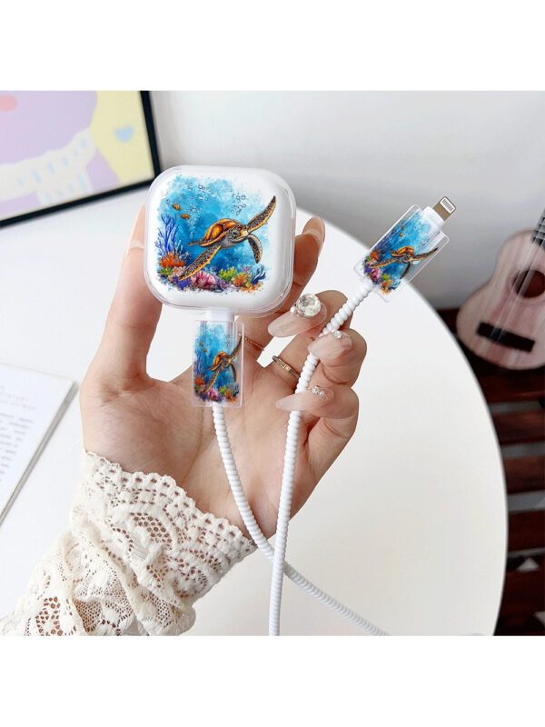 3 pièces, chargeur transparent compatible avec 13/14/15/16, norme britannique 18W/20W, protecteur de câble TPU et de tête de chargeur, cadeau, accessoires de bureau électroniques – Image 3